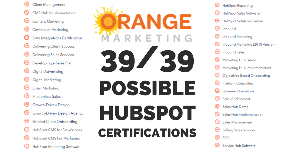 Orange Marketing 39 Certifications