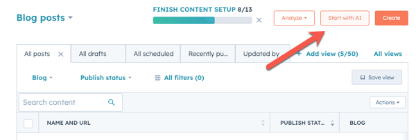 Start blog post with AI_hubspot