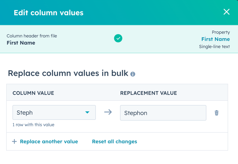 edit column volues hubspot