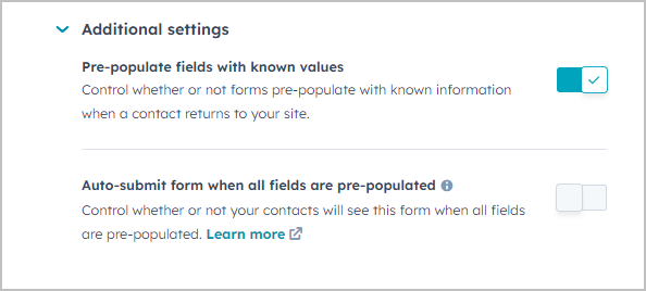 form additional settings hubspot