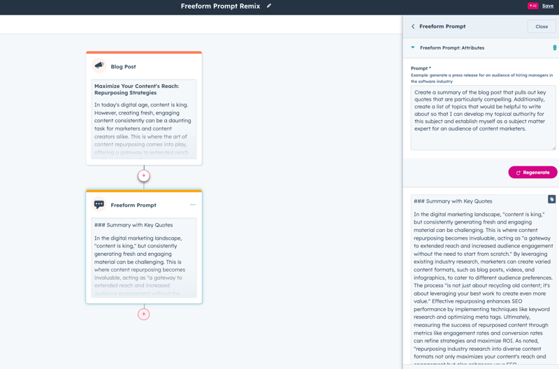 freeform prompting in content remix_hubspot