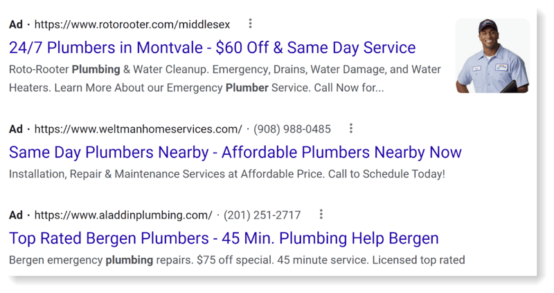 google results with ads