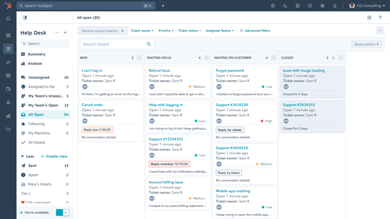 helpdesk board layout