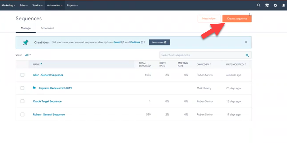 HubSpot Sales Enablement Tools Creating Sequences StepbyStep