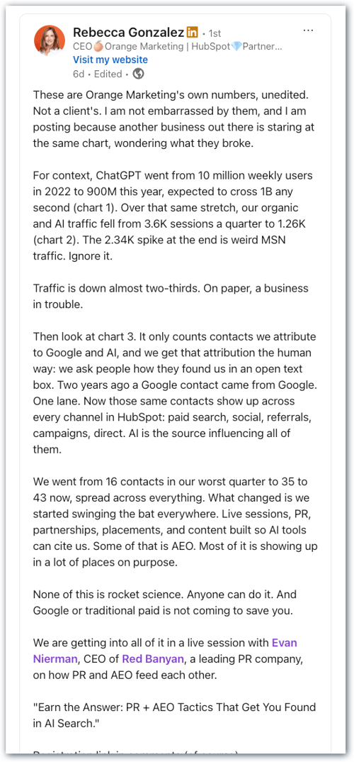 orange marketing numbers_GEO_AEO_linkedin post