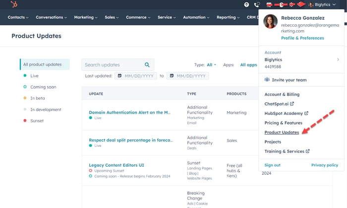 product updates_hubspot