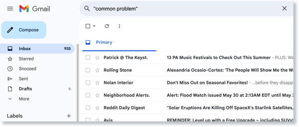 search inbox for content