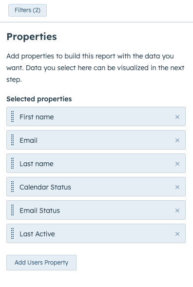 user object reports - hubspot